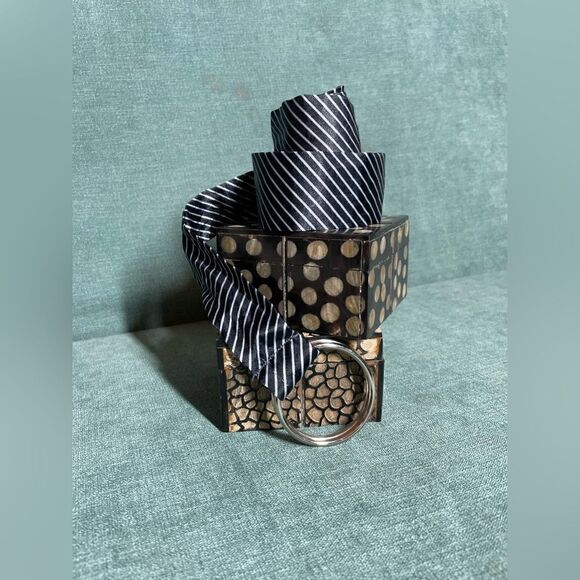 🔥❤️🔥 Black Silk Tie Style D Ring Belt EPC Women’s Size Medium 43” - Picture 1 of 11